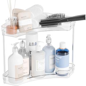 Yieach 2 Tier Corner Bathroom Counter Organizer,Clear Sink Shelf,Bathroom Corner Organizer and Storage for Restroom,Vanity Countertop,Two Tier Small Sink Organizers & Rack for Makeup,Beauty Product