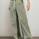 Womens Low Rise Wide Leg Striped Pants Jeans Boho Striped Drawstring Patchwork Denim Pants Trendy 2025 (Green, M)