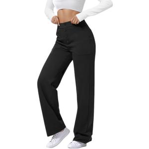 SEMARO High Waisted Casual Pants for Women Business Dress Work Office Stretchy Pants with Pockets (Medium, Black)