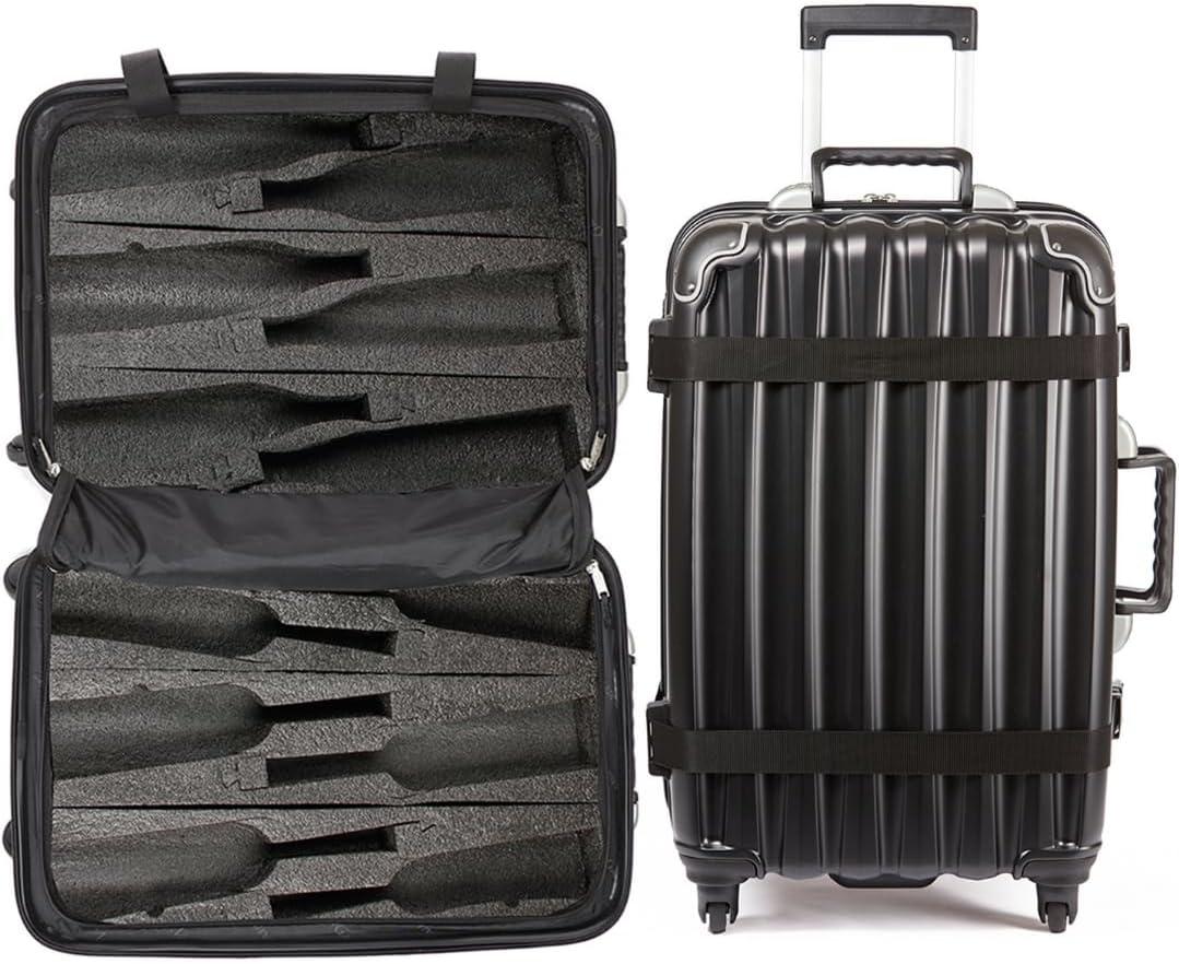 VinGardeValise Grande Wine Suitcase  12-Bottle Travel Luggage, TSA-Approved, Durable Hard Shell, Shockproof Foam, Secure Bottle Protection for Enthusiasts & Collectors - Black