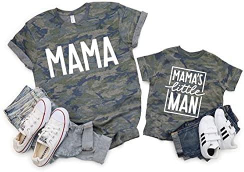 Mom and Son Matching Outfits Mama and Mama's Litter Man Print Shirts Cute Mom and Son Mothers Gifts (T, 18-24 Months)