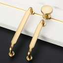 Amerdeco 10 Pack Brushed Brass Cabinet Knobs Single Hole Cabinet Pulls Round Kitchen Cabinet Knobs Drawer Knobs Dresser Knobs and Pulls for Bathroom Cabinets ZH0051