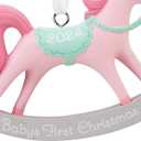 3 x Hallmark Santa and Presents Baby's First Christmas 2023 Picture Frame Christmas Ornament