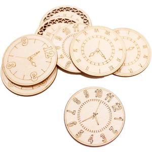 Unfinished Wood Cutouts Natural Clock Wood Pieces for DIY Craft Decorations 's Party Decoration 8 Pcs