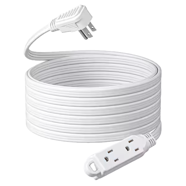 Gauge SPT-3 Indoor Extension Cord with Tri-tap Lighted End Foot Switch Flat Plug White, 1 Pack