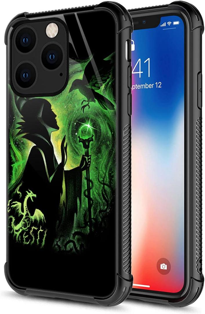 CARLOCA Compatible with iPhone 14 Pro Max Case for Girls Boys Ultra Protection Shockproof Soft Silicone TPU Non-Slip Back Pattern Green Magic Lady
