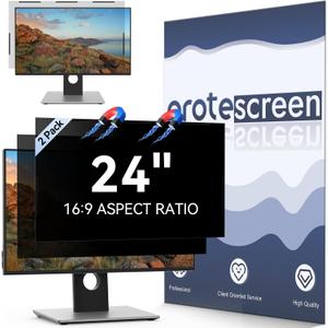 [2-Pack] 24 Inch Magnetic Computer Privacy Screen Filter for 16:9 Widescreen Monitor, Removable Eye Protection Anti Glare Blue Light Filter Privacy Shield, Anti Spy Screen Protector Film 24 in