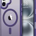 Hython Case for iPhone 16 Case Magnetic Translucent Matte Phone Cases 6.1" [Compatible with MagSafe] Thin Slim Fit Shockproof Bumper Hard Protective Cover for Women Men Girls, Deep Purple (iPhone 16 - 6.1 inch)