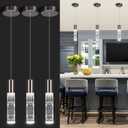 OKELI Modern Pendant Lights, LED Bubble Crystal Kitchen Island Lights Fixtures, Black Mini Single Pendant Lighting for Kitchen Island Bar,6W,6000K, ETL,3Pack (9.8inch-3P)