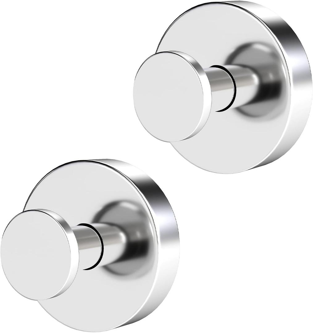 STWWO Suction Cup Hooks for Shower, Heavy Duty Towel Hooks for Walls No Damage, Modern Shower Suction Hooks for Kitchen Bathroom Wall, Glass, Mirror, Tile, Hanging Towels Robes, Chrome (2 Pack)