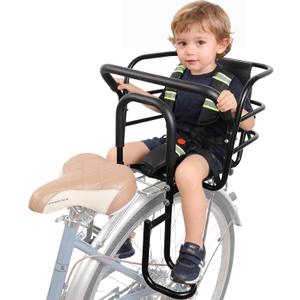 Upgraded Rear Child Bike Seat,Back Mount Kid's Bike Seat with Foot Pedals Back Rest Handrail, Designed for Children Aged 18 Month to 8 Years Old,Easy Installation
