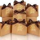 DOYIDE 58 Pack Small Thank You Gift Bags, 4.5x1.8x3.9in Party Favor Bags Boxes with Bow Ribbon, Small Paper Gift Bags with Gold Foil Printed, Mini Candy Treat Bags for Birthday Wedding Party Holiday