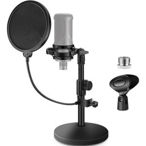 InnoGear Mic Stand Desk, Adjustable Desktop Microphone Stand Table with Shock Mount Mic Clip Pop Filter 3/8" to 5/8" Adapter for Blue Yeti Hyper X QuadCast S AT2020 Fifine K669B Shure SM58 SM48 PGA48