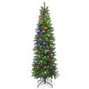 6FT Pre-Lit Hinged Artificial Christmas Tree w/ 648 Tips & 270 Multicolor Lights