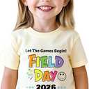 Field Day Shirt for Kids Toddler Boys Girls Colorful Field Day Prints T-Shirts Tops Funny Tee Short Sleeve 5-6 Years