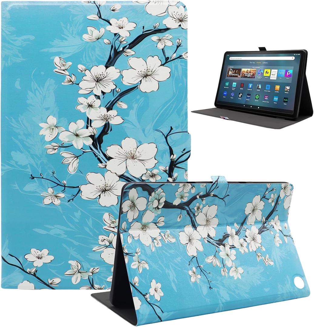 Fire Max 11 Tablet Case (Compatible with 13th Generation 2023 Release), Slim Fit Lightweight Leather Smart Tablet Case for Fire 11 Max with Auto Wake/Sleep, Plum Blossom