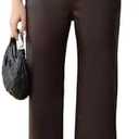 TGKKMQB Women's Faux Leather Pants Wide-Leg Loose Flared Black Leather Pants Baggy Trousers with Buttons Pockets, M