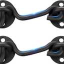 Barn Door Lock Gate Latch - 2 Pack 4 Inch Black Hook and Eye Latch Heavy Duty Screen Latches Hardware Stainless Steel Gate Lock Cabin Hooks for Sliding Door Bedroom Outdoor Window Cabinet Bathroom