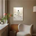 Jesus Walking on Water Wall Art, Christian Wall Decor Pictures, Divine Light Canvas Painting Modern Religious Bible Poster Prints for Living Room Bedroom Church Home Decoration 12x16 in Framed