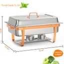 GarveeHome Chafing Dish Buffet Set, 8QT 2 Pack, Rectangle Chafing Dishes for Buffet w/Lid Holder, Stainless Steel Chafer Food Warmers Servers for Kitchen Party Banquet Dining, Rose Gold