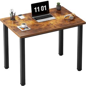 Need Small Desk, 31.5 inch Sturdy Writing Desk for Small Spaces, Computer Desk Teens Desk Study Table Laptop Desk Home Ofice Desk, Black Metal Frame, Rustic Brown