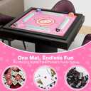 Mahjong Mat Table Cover 32x32 Inch Large American Mahjong Game with Game Rules, Travel Poker Playing Mats Portable Cloth Bag for 2025 Mahjongg Jongg Fans, Poker, Board Games and Dominoes(Pink)