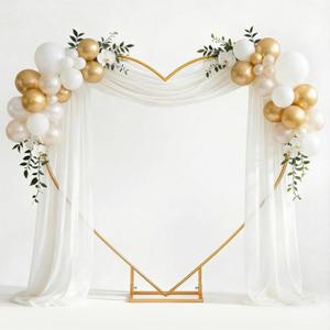 Novabright Gold 7ft Heart Arch Stand for Wedding, Metal Love Balloon Column Arch Frame with Base for Ceremony Backdrop Stand for Outdoor/Indoor Weddings, Proposal, Birthday, Bridal Shower Decoration
