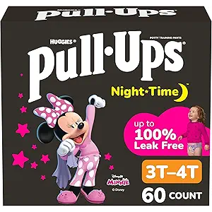 PullUps Girls' Nighttime Potty Training Pants, Training Underwear, 3T4T (3240 lbs), 60 Ct