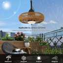 Waterproof Outdoor Ceiling Fan with Lights Remote Control, Wet Rated Gazebo Fan with 3 Color Temperatures&Dimmable LED Light, Boho Rattan Plug in Ceiling Fan for Indoor Bedroom/Outdoor Patios