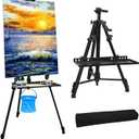 Artist Easel Stand Painting Stand Art Easel, 20" to 61" Art Easel for Painting Canvase & Displaying, Aluminum Adjustable Height Display Tripod with Portable Bag/Folding Keg/Apron.(Black)