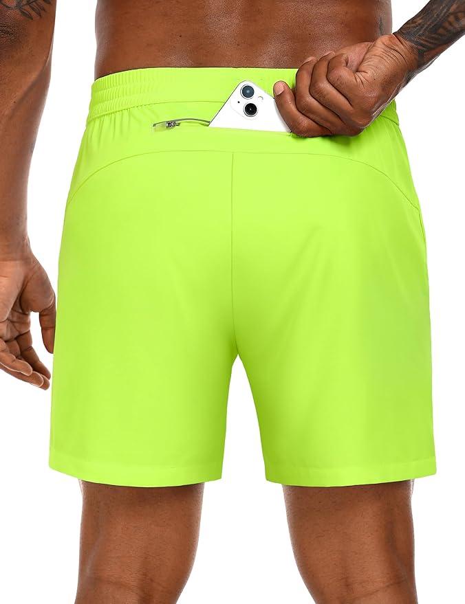 MIER Mens Running Shorts with 5 Inch Inseam, Quick Dry Athletic Shorts for Gym Workout Exercise Training, 3 Zipper Pockets, Small