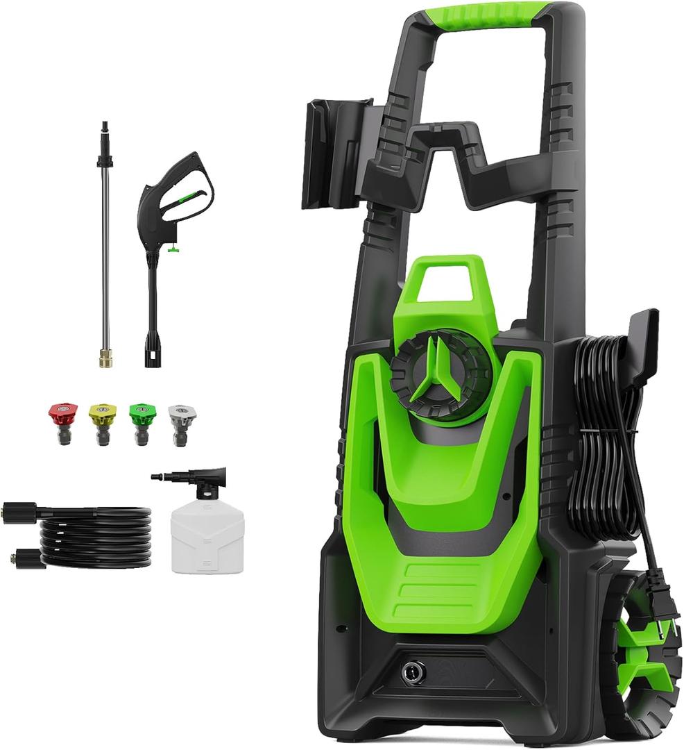 Pressure Washer 5000 PSI 3.4 GPM Power Washer 20FT Hose and 35FT Power Cord Pressure Washer with 500ML Foam Canno for Car, Road, Yard Cleaning Green