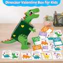 6 x Dinosaur Valentines Day Box and Cards for Kids School, Valentines Day Gifts for Kids with Valentine Dino Card for Classroom Exchange, Party Favor (1 Dinosaur Box, 32 Valentine Cards, 1 Teacher Card)