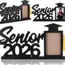 Leinuosen Senior 2026 Sign Graduation Decorations Black Wooden Frame with Tassel Holder for 2.5 * 3.5 Inch Photo 2026 Graduation Gift Grad Table Centerpiece for Senior Night Decor Grad Party Supplies