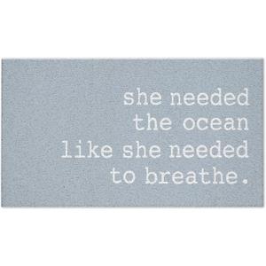 CIOJUNE Blue Ocean Door Mat, Coastal Beach Doormat for Front Door Entrance Porch, Nautical Bath Mats for Bathroom, She Needed the Ocean Welcome Mats for Outdoor Entryway, 17x30 Inches