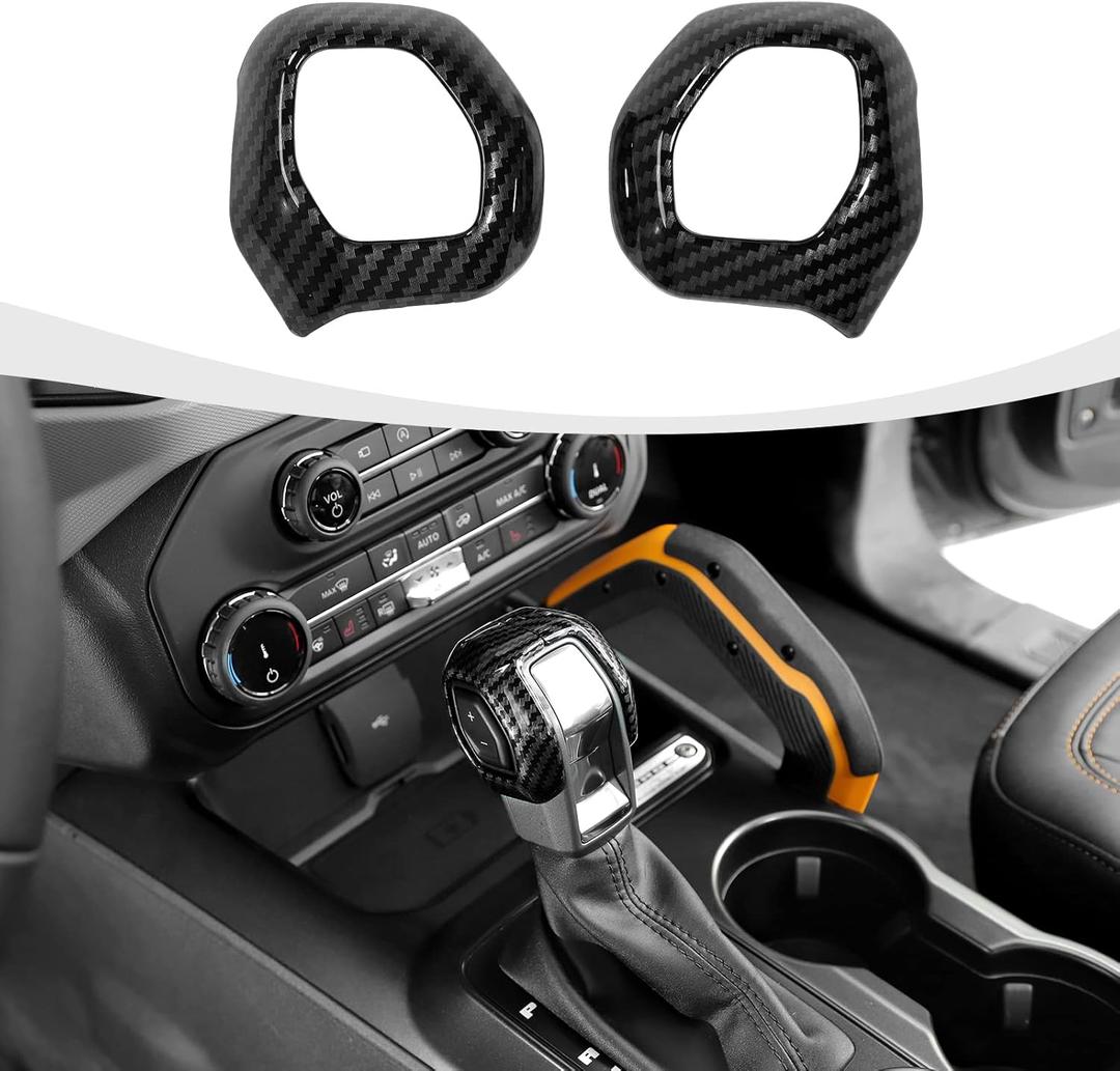 Gear Shift Knob Trim Cover Compatible with 2021-2025 Ford Bronco Interior Accessories, Carbon Fiber