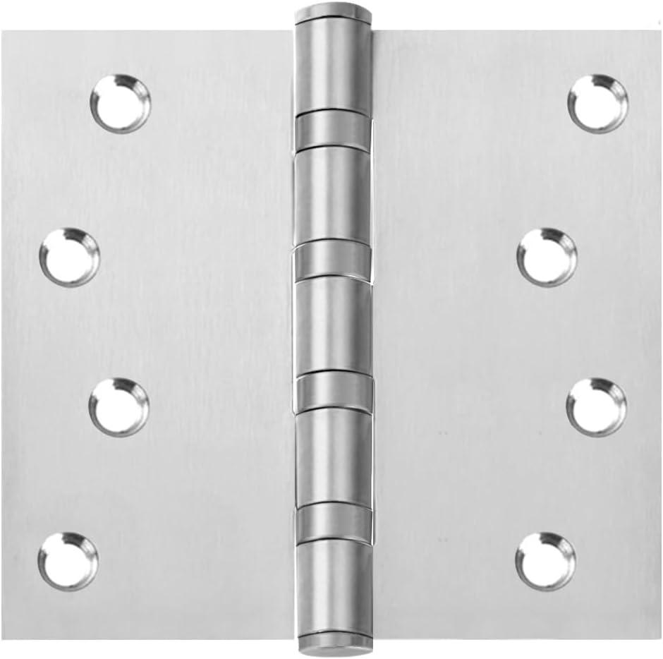 VOLUKA 3 Pack Stainless Steel 4'' Door Hinges for Exterior & Interior Doors,4in x 4in Heavy-Duty Ball Bearing Door Hinges with Square Corners, Silver