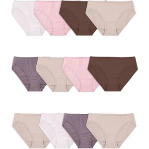 Fruit of the Loom Women's Eversoft Cotton Underwear Multipacks, Tag Free & Breathable, 5, Bikini - Assorted Body Tones