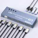 4x1 HDMI KVM Switch w/Multi-Viewer, 4K 60Hz Quad HDMI Screen Divider Switcher, 4 in 1 Out Seamless Switching with 4xUSB A 3.0 Cables, Quick View for Camera, PC, Laptop, Fire Stick, Roku(Upgrade)