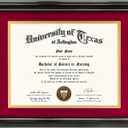 GraduationMall 8.5x11 Diploma Frame with Red over Gold Mat or Display 11x14 Certificate without Mat,Solid Wood & Tempered Glass,Glossy Black Finish with Gold Trim