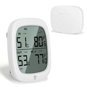 Wireless Indoor Outdoor Thermometer Hygrometer with Remote Sensor, 330ft Range Digital Temperature Humidity Monitor, Large Display, High Accuracy for Home Greenhouse Baby Room Patio