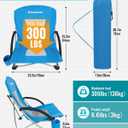 KingCamp Low Beach Chair, High Back Folding Camping Chair for Adults, Oversized Breathable Mesh Seat, 300lbs Heavy Duty Portable Chair with Cup Holder & Storage Pockets for Beach, Outdoor, Ergobreeze C Blue 2pcs, 24.8"D x 23.2"W x 25.2"H