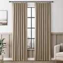 Khaki Blackout Curtains 84 Inch Long for Bedroom Neutral Modern Farmhouse Pinch Pleated Linen Blended Room Darkening Curtains Thermal Insulated Black Out Living Room Drapes 40x84