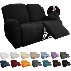 YEMYHOM 6 Pieces Stretch Loveseat Recliner Slipcover Jacquard Recliner Sofa Cover with Side Pocket Fitted Recliner Cover Couch Furniture Protector with Elastic Bottom (Loveseat Recliner, Black) (2 Seater)