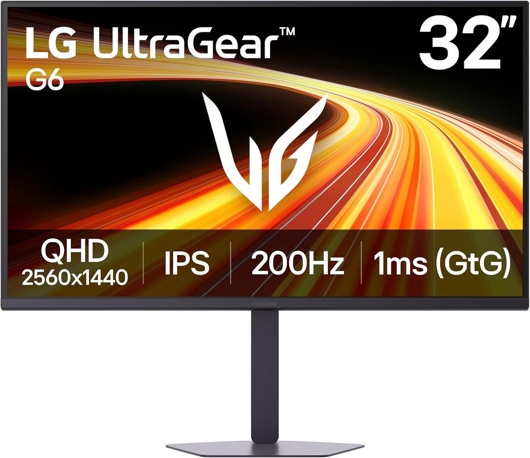 LG 32G620B-B 32-inch Ultragear IPS QHD 200Hz 1ms G-Sync Gaming Monitor
(2560 x 1440), NVIDIA G-Sync Compatible, AMD FreeSync Premium, HDR10, HDMI, DisplayPort, Tilt/Height/Swivel/Pivot Stand
