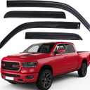 Lightronic Extra Durable Outside-Mount Auto Vent Window Visor, Fits 2019-2025 Ram 1500 Crew Cab (New Body Only, EXCLUDES 1500 Classic), UV-Protect Rain Guard, Original Wind Deflector, Smoke, 4-Pcs