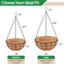 14 Inch Hanging Baskets for Plants Outdoor, 4 Pack Metal Round Wire Hanging Planters with Natural Thick Coco Liners, Garden Patio Decor for Flowers, Herbs, Succulents