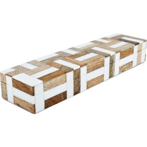Handicrafts Home White Decorative Storage Box with Lid Wood Entryway Organizer Key Holder Box Console Table Storage for Hallway – Resin Inlay Marquet Chase Collection - 10x2.5x1.5