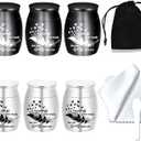 Small Keepsake Urns for Human Ashes - Set of 6 - Share Urn with Family & Friends Mini Cremation Urns with Feather Seagull Pattern Stainless Steel Memorial Ashes Holder (6Pcs Urn)