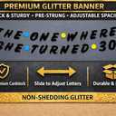 Pre-Strung Friends Themed 30th Birthday Black Glitter Banner - 30th Birthday Decorations for Men and Women - Birthday Party Supplies and Gifts
